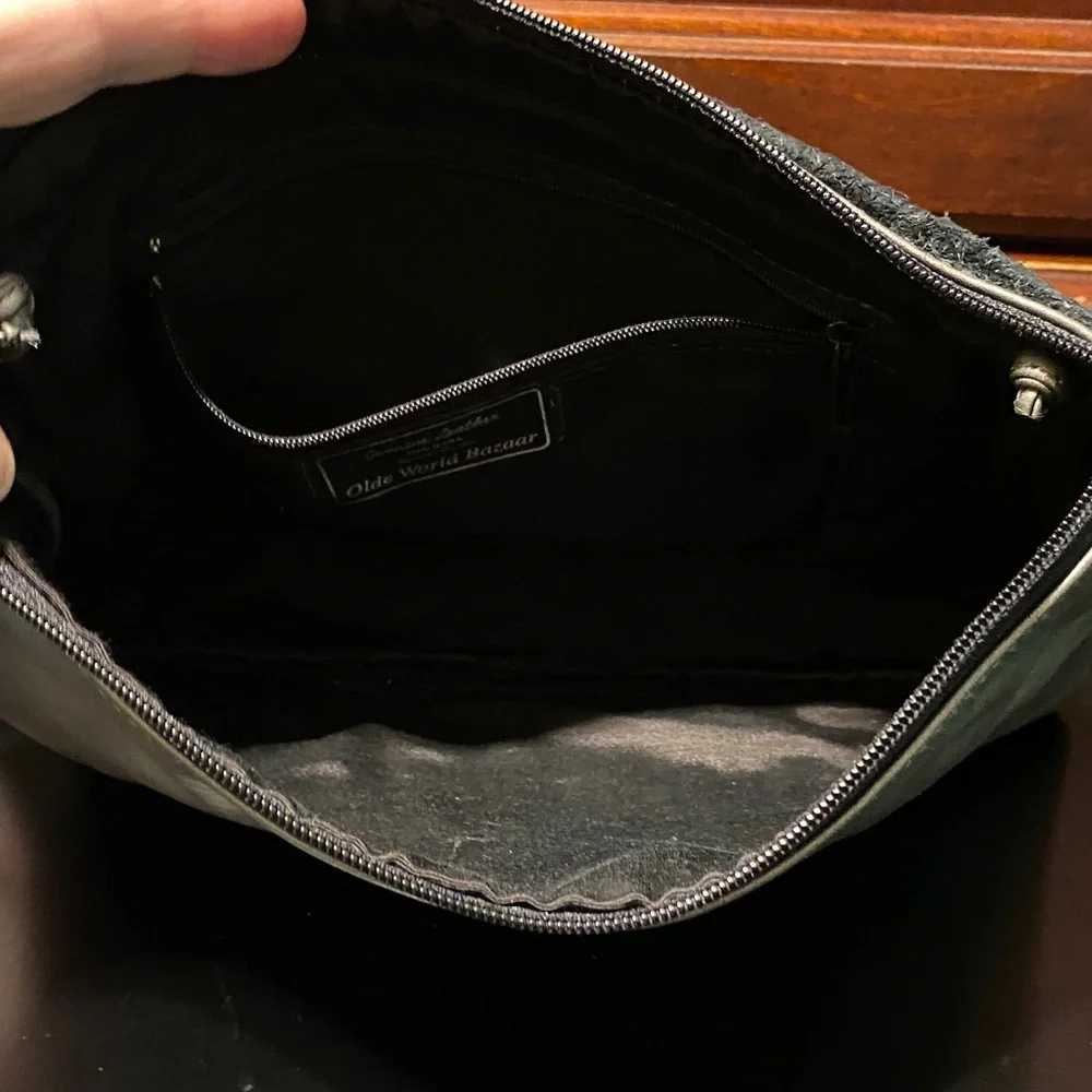 Elegant Gray Leather vintage crossbody bag